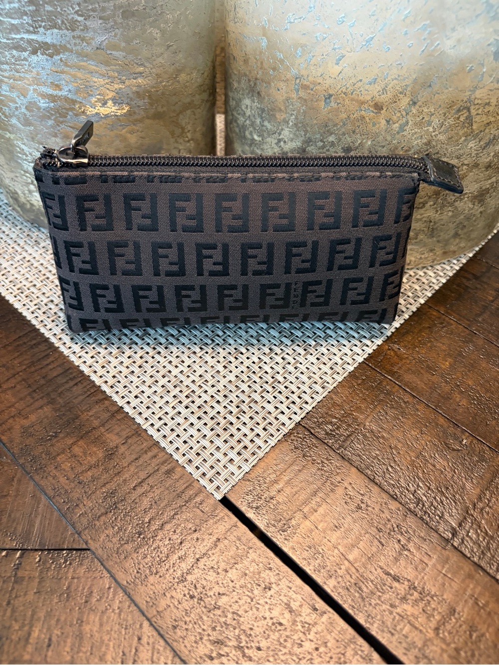 Fendi Black Zucca Jacquard Toiletry Pouch